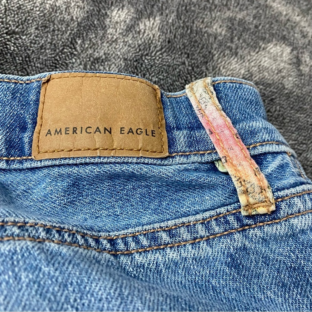 American Eagle Outfitters Distressed Jeans with colorful accents Wide Leg Size 6 - Picture 8 of 13